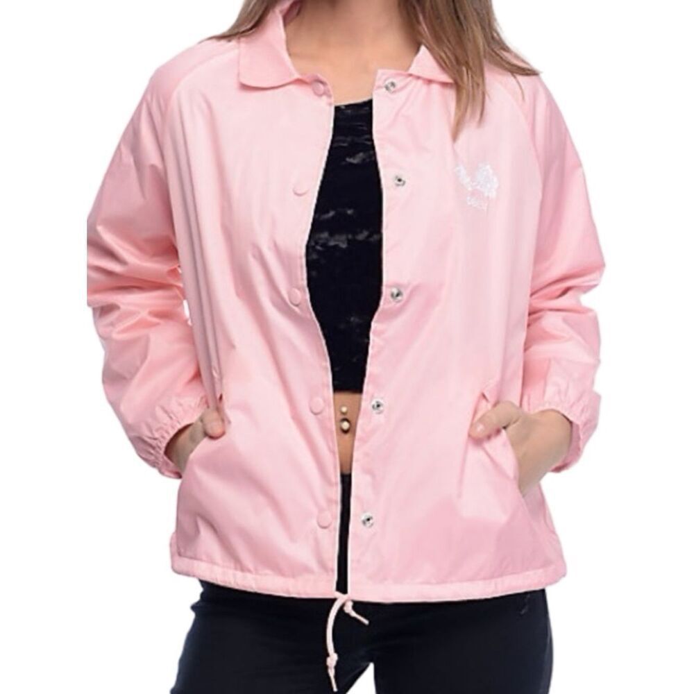 OBEY Propaganda Light Pink Snap Front Lined Windbreaker Size XS